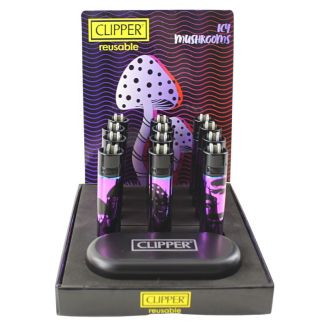 Wholesale Clipper Flint Reusable Lighters With Gift Case- Icy Mushrooms 