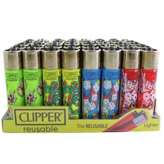 Wholesale Clipper Lighters "Luck On Fire" Design - Assorted 