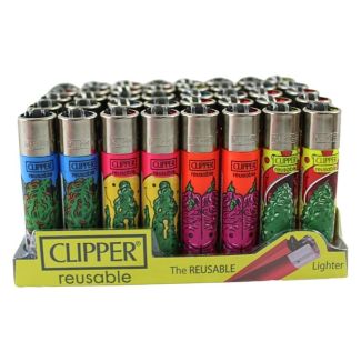 Wholesale Clipper Reusable Lighters "Strange Leaf" Design - Assorted 