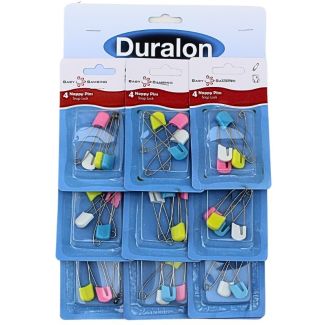 Wholesale Duralon Large Snap Lock Nappy Pins - Assorted Colours