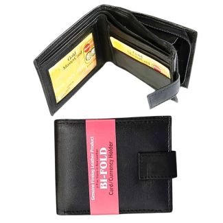 Wholesale Firelog Men's RFID Genuine Leather Wallet With Stud Closure Button - Black