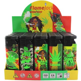 Wholesale Flamejack Windproof Rasta Design Lighters - Assorted 