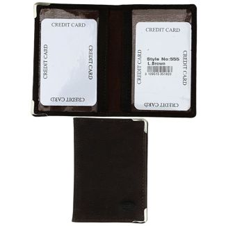 Wholesale Florentino Leather Bus Pass Credit Card Holder RFID Protected  - Brown