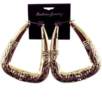 Wholesale Rose Gold Bamboo Hoop Earrings - 9cm