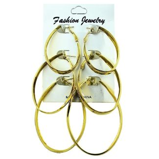 Wholesale Gold Oval Hoop Earrings - Assorted Sizes