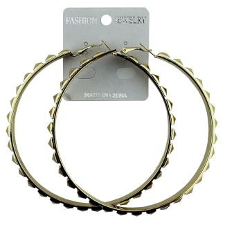 Wholesale Gold Square Pattern Round Hoop Earrings - 8cm