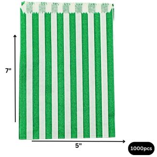 Wholesale Green Candy Stripes Bag 5" x 7" (1000pcs)