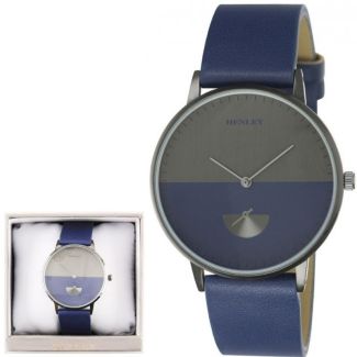 Wholesale Henley Mens Gun Tinted Watch - Blue
