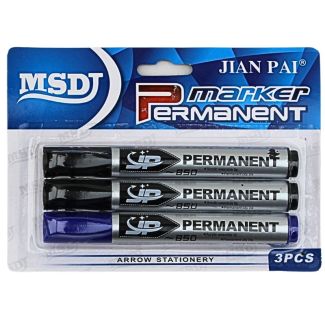 JP 3pcs Permanent Markers - Black and Blue Assortment