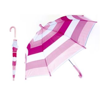 Wholesale Kids Auto Pink Striped Walking Umbrella With Crook Handle