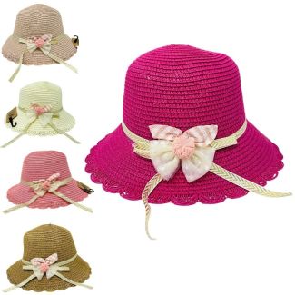 Wholesale Kids Straw Crushable Sun Hats - Assorted