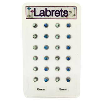 Wholesale Labrets Rain Crystal Piercing Set - Silver