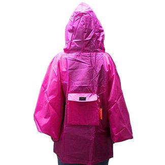 Wholesale Ladies' Foldable Rain Poncho With Storage Pouch - Pink