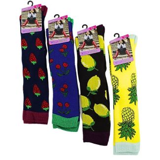 Wholesale Ladies Fruits Design Wellington Socks (1 Pack) - Assorted Colours & Designs