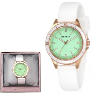 Wholesale Ladies Henley Silicone Strap Sports Watch - Aqua Green/White 