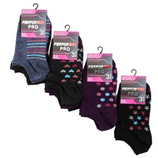 Wholesale Ladies Performax Pro Trainer Liners (3 Pair Pack) - Assorted Designs (4-6)