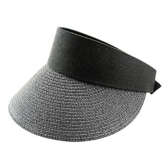 Wholesale Ladies Plain Black Band Visor - Black