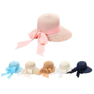 Wholesale Ladies Straw Sun Hat Plain Bow - Assorted