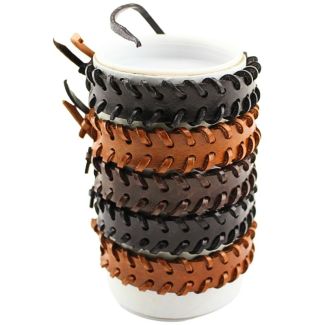 Wholesale Leather Bracelet - Assorted Design D (12 Pieces)