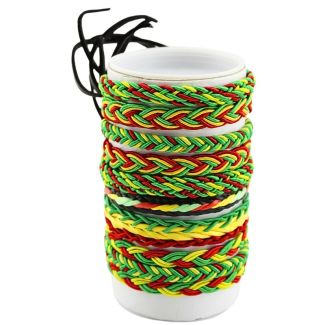 Wholesale Leather Bracelet - Rasta Design (12 Pieces)