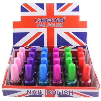 Wholesale London Girl Nail Polish (Tray 10) - Assorted Colours (Glitter)