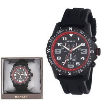 Wholesale Men's Henley Sports Silicone Multi Eye Watch - Black/Red 