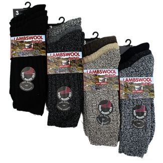 Wholesale Men's LambsWool Blend Thermal Boot Socks (3 Pack) - Assorted 