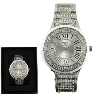 Wholesale Men's NY London Bling Metal Bracelet Watch - Silver