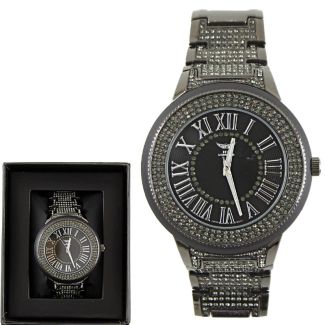 Wholesale Men's NY London Bling Metal Bracelet Watch Black 