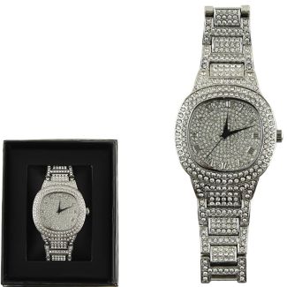 Wholesale Men's NY London Bling Metal Bracelet Watch - Silver 