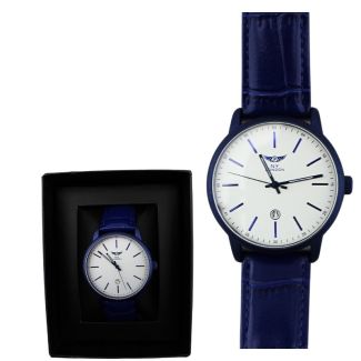 Wholesale Men's NY London Leather Strap Watch - Blue/White