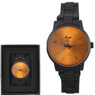 Wholesale Men's NY London Metal Watch gun & orange 