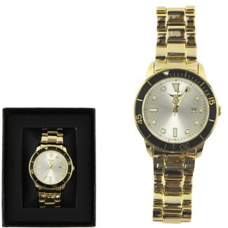 Wholesale Men's NY London Round Metal Bracelet Watch Gold 