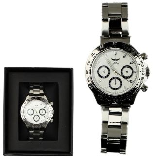 Wholesale Men's NY London Round Metal Bracelet Watch - Silver