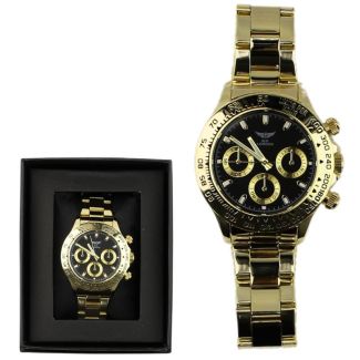 Wholesale Men's NY London Round Metal Bracelet Watch - Gold/Black 