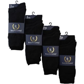 Wholesale Men’s Plain Socks - Ralph Lewis (3 Pair Pack) - Black 