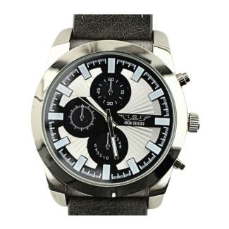 Men's Softech Round Leather Strap Watch - Grey/Silver