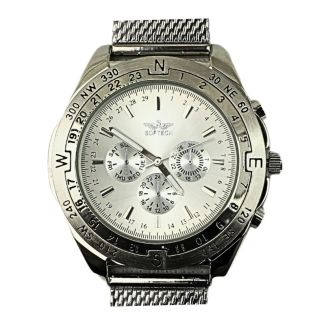Wholesale Men's Softech Round Mesh Bracelet Watch - Silver/Silver