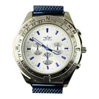 Wholesale Men's Softech Round Mesh Bracelet Watch - Blue/Silver