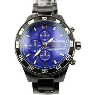 Wholesale Men's Softech Round Metal Bracelet Watch - Black/Blue