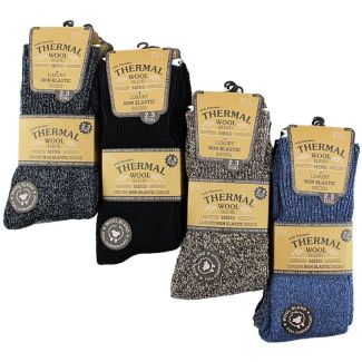 Wholesale Men's Wool Blend Thermal Non Elastic Socks (3 Pack) - Asst 