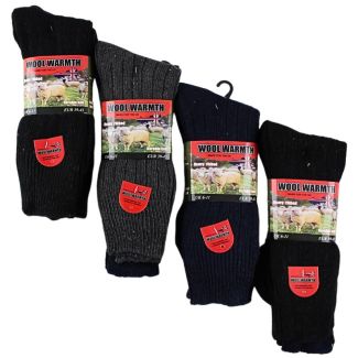 Wholesale Men's Wool Warmth Long Cotton Socks (3 Pack) - Asst