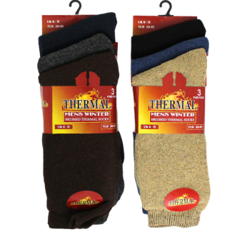 Men's Brushed Thermal Ankle Socks  - (3 Pack) - Asst 
