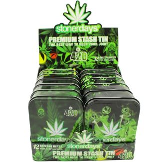 Wholesale Metal Stash Tins - Green Leaf Design