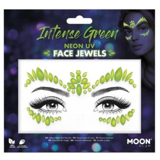 Wholesale Moon Neon UV Face Jewels - Intense Green 