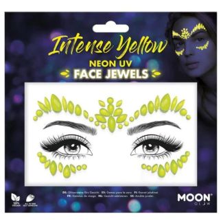 Wholesale Moon Neon UV Face Jewels - Intense Yellow 