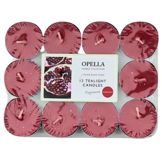 Wholesale Opella Tealight Candles- Pomegranate (Pack of 12)