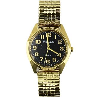 Wholesale Pelex Men's Metal Expander Strap Watch - Gold/Black