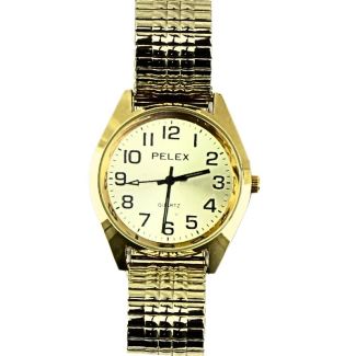 Wholesale Pelex Men's Metal Expander Strap Watch - Gold/Gold