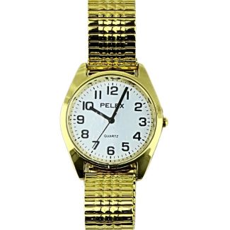 Wholesale Pelex Men's Metal Expander Strap Watch - Gold/White